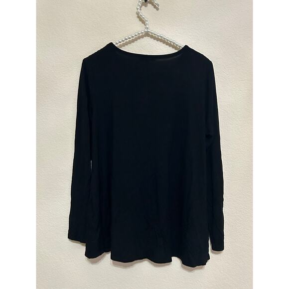 Eileen Fisher Size Small Top Black Long Sleeve Casual Stretchy Shirt Made in USA - Picture 7 of 8